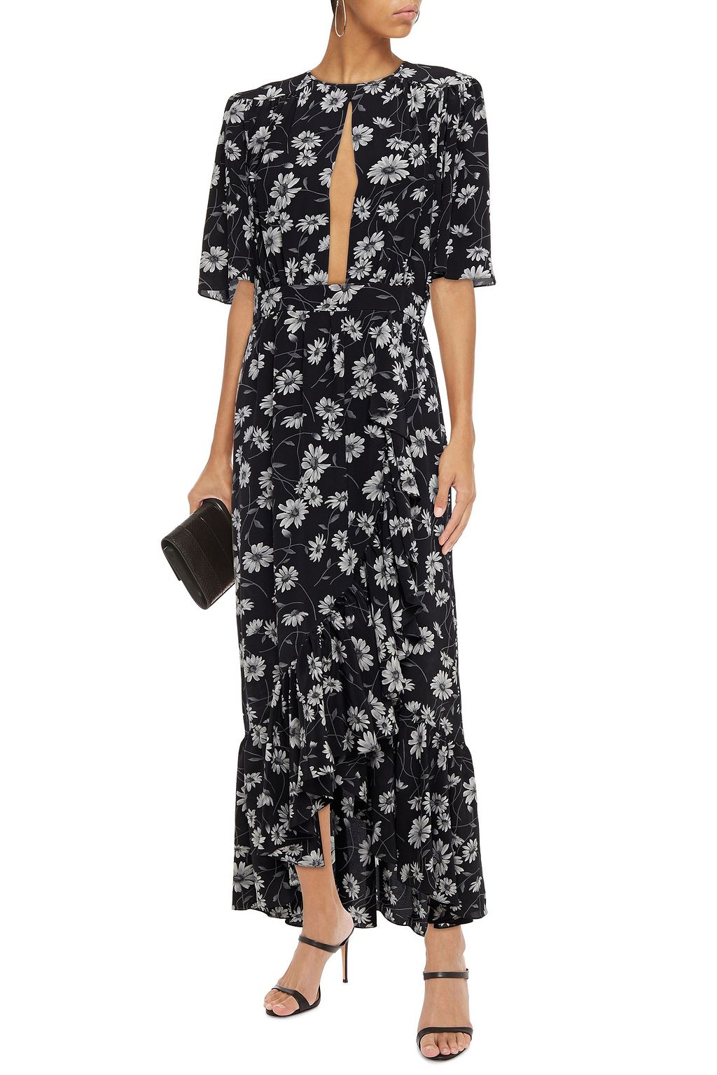 MICHAEL KORS COLLECTION Cutout floral-print silk crepe de chine maxi dress