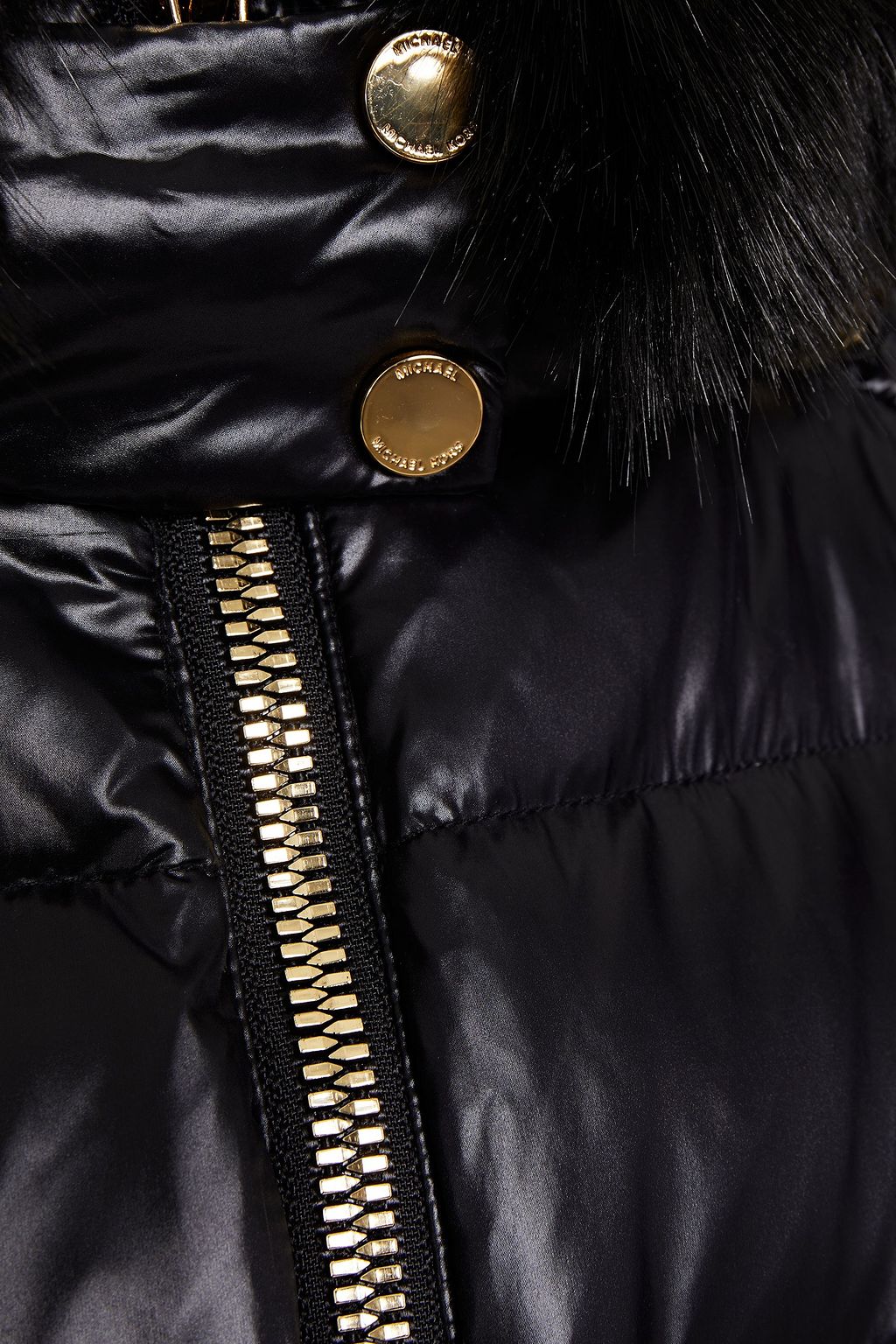 MICHAEL MICHAEL KORS フェイクファートリム キルティンググロスシェル加工生地 フード付きジャケット