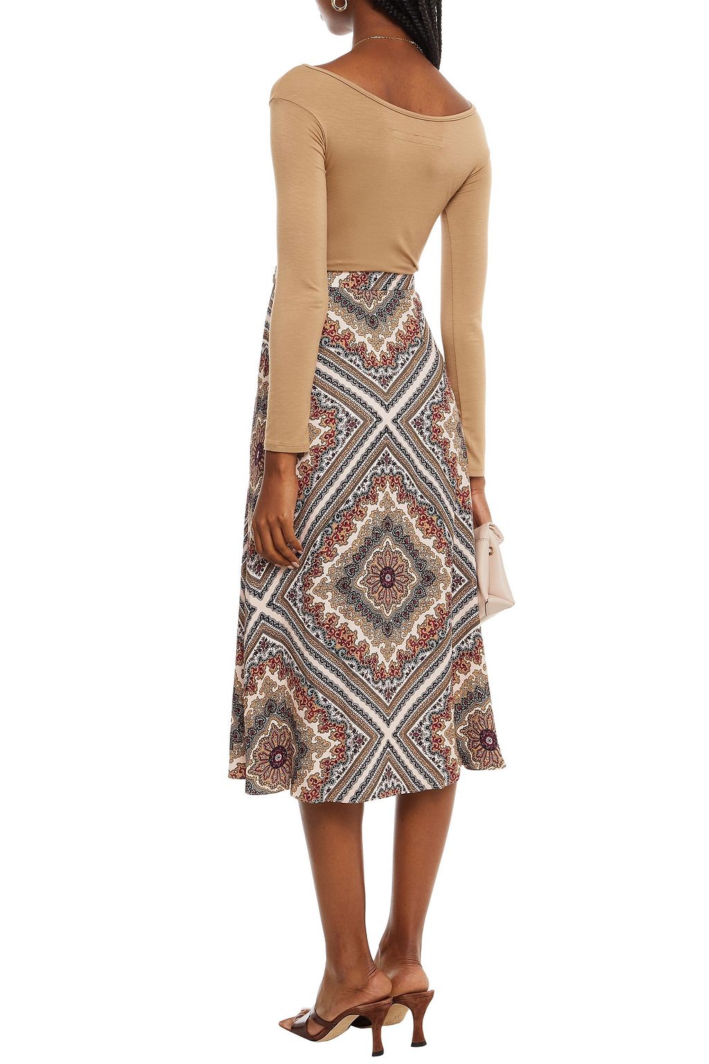 MICHAEL MICHAEL KORS Printed satin-crepe midi skirt