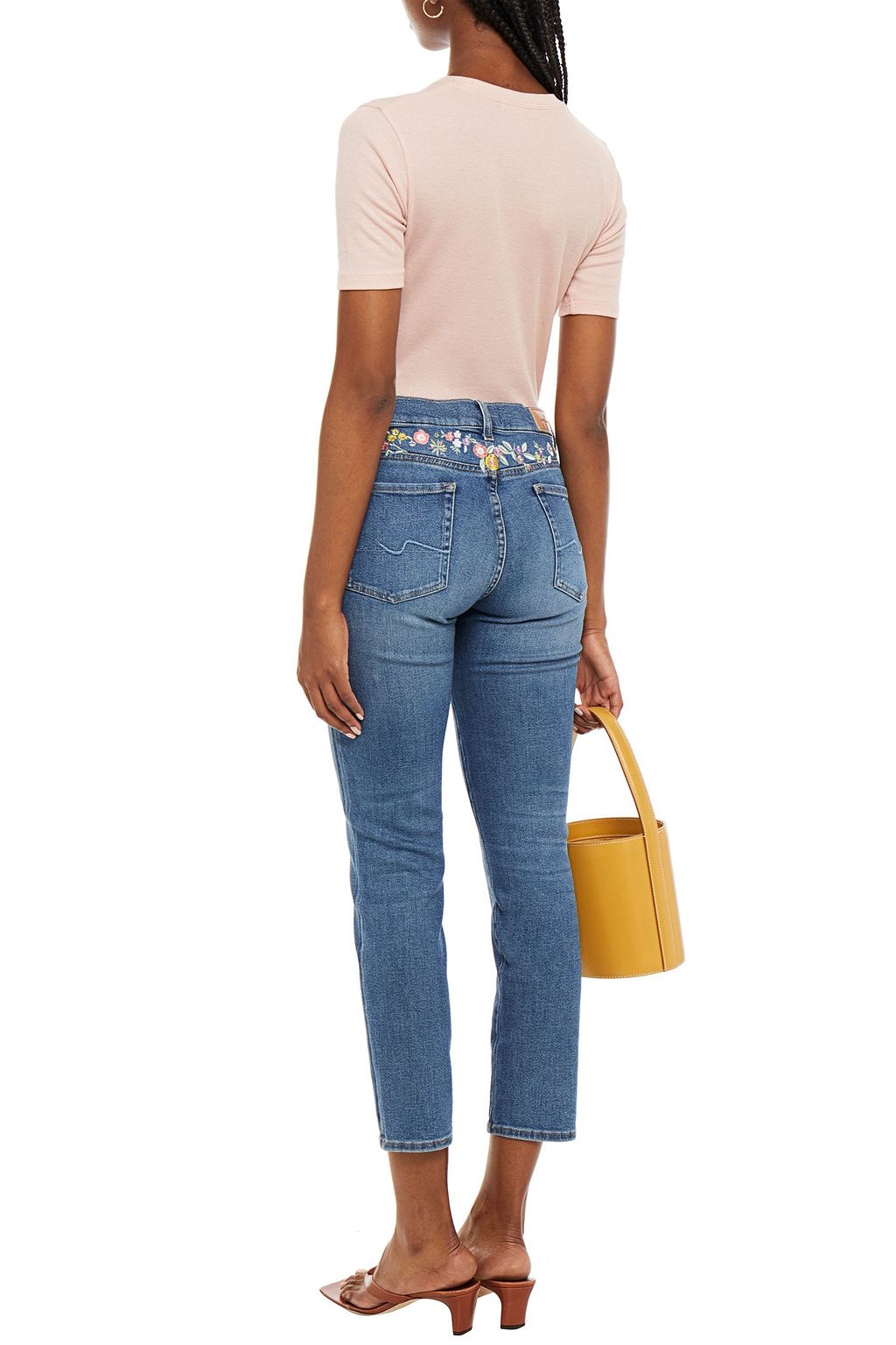 7 FOR ALL MANKIND Embellished mid-rise slim-leg jeans