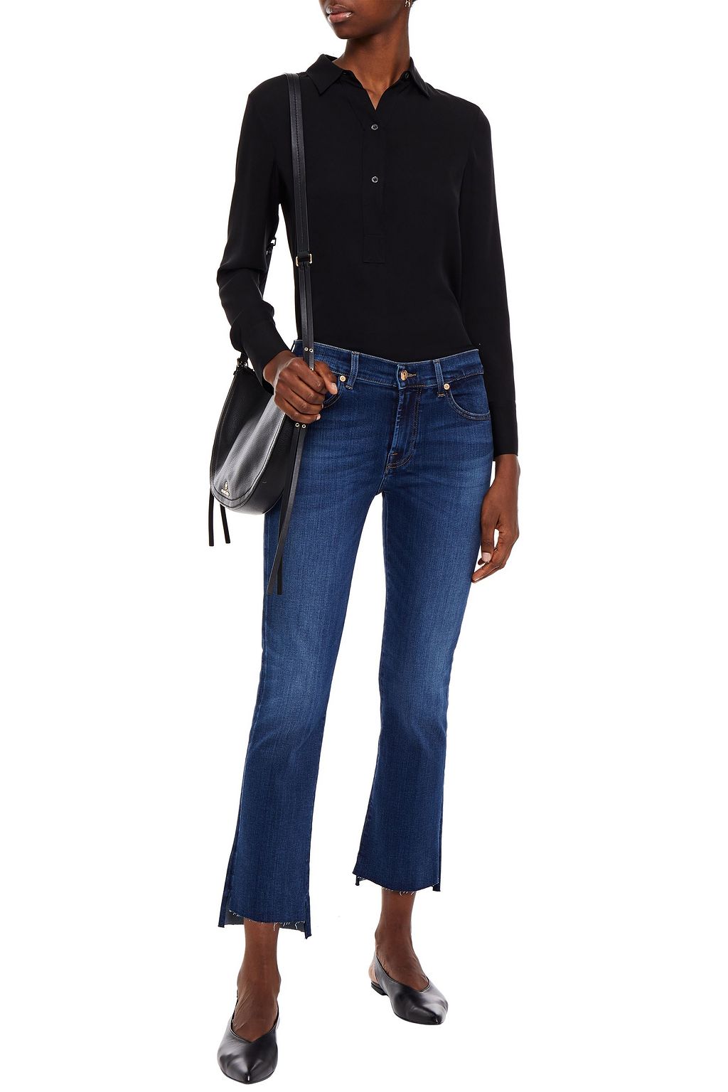 7 FOR ALL MANKIND Frayed mid-rise kick-flare jeans