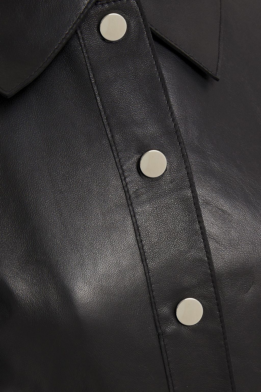 MAJE Leather mini shirt dress