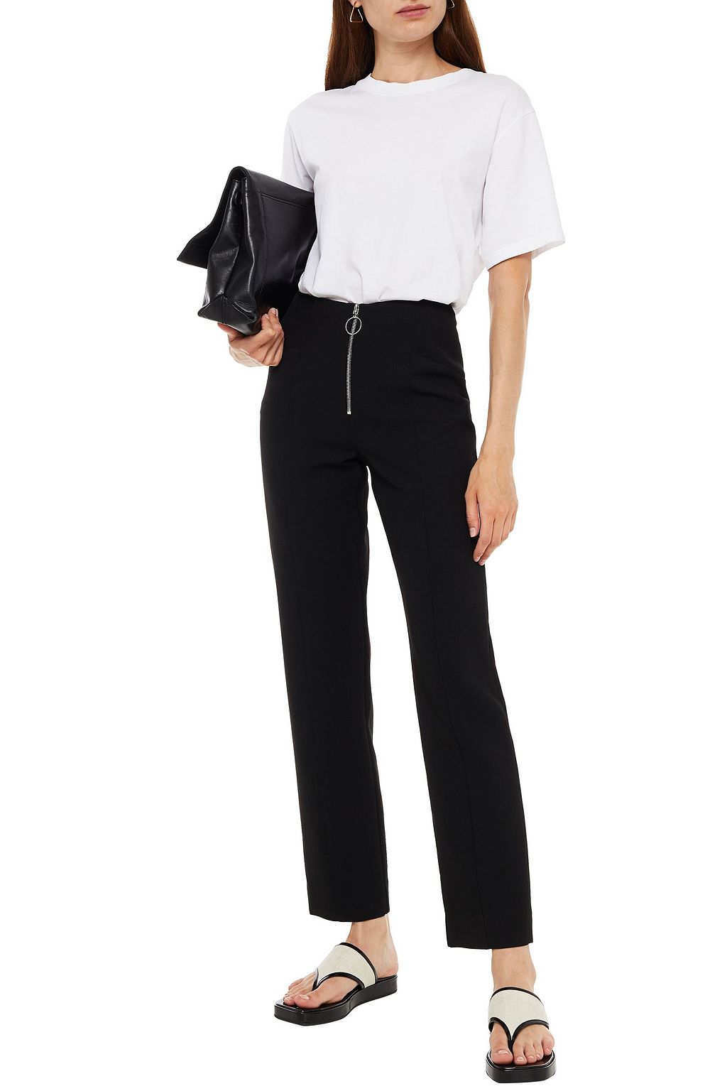 MAJE Zip-detailed crepe straight-leg pants