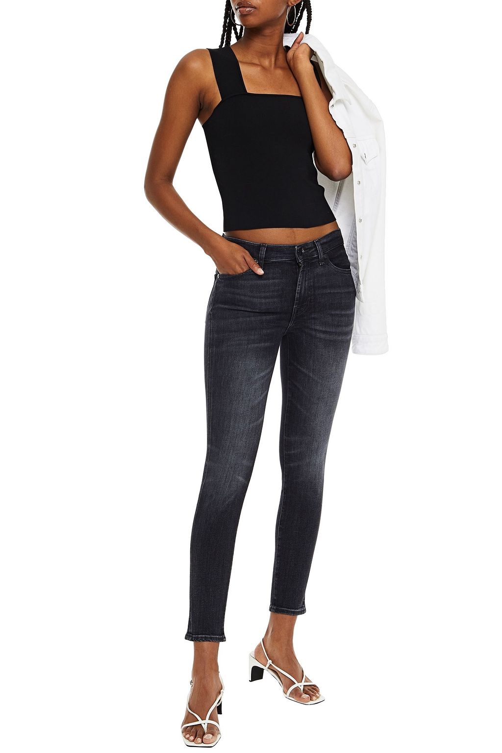 7 FOR ALL MANKIND Cropped low-rise skinny jeans