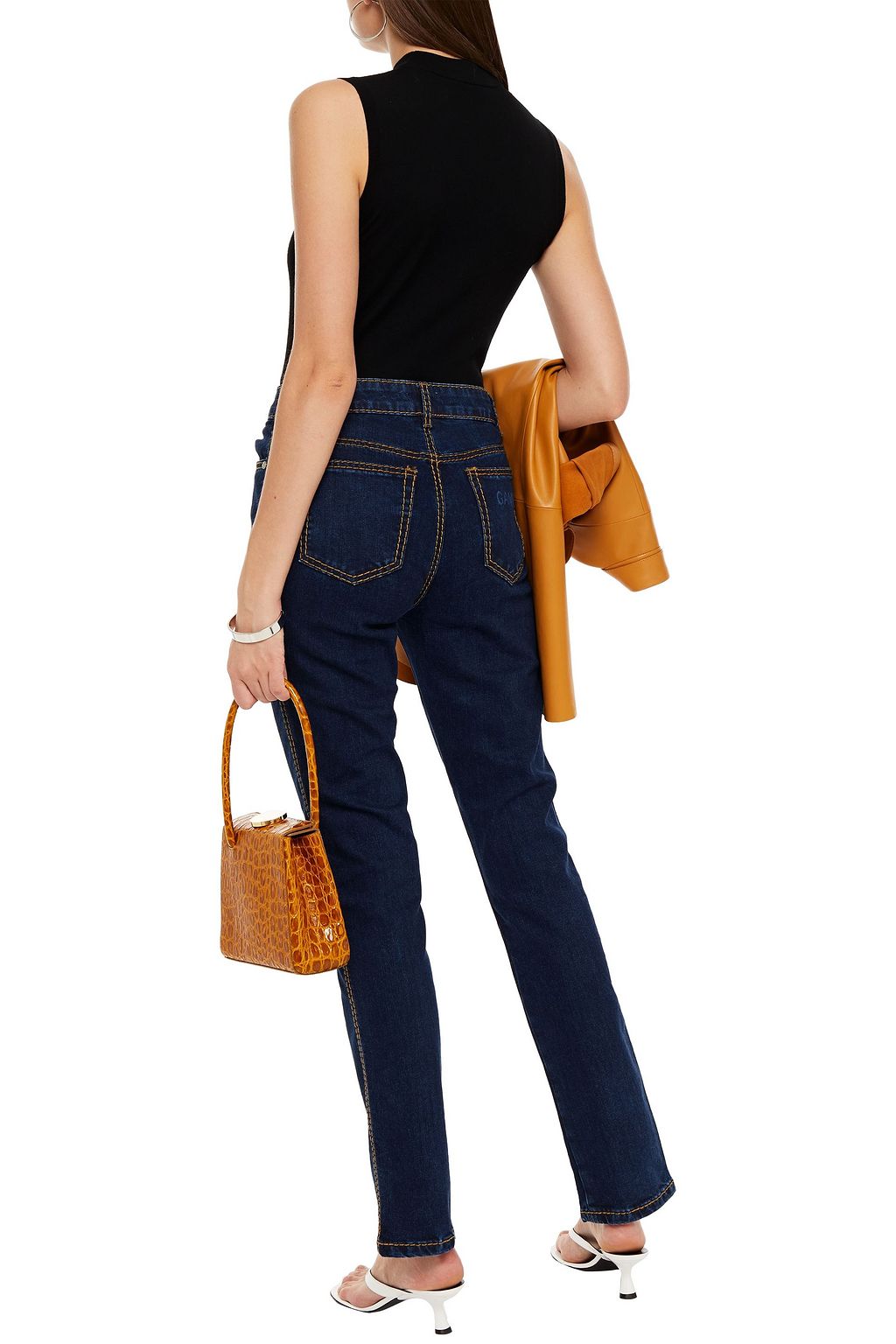 GANNI Slit-front high-rise slim-leg jeans
