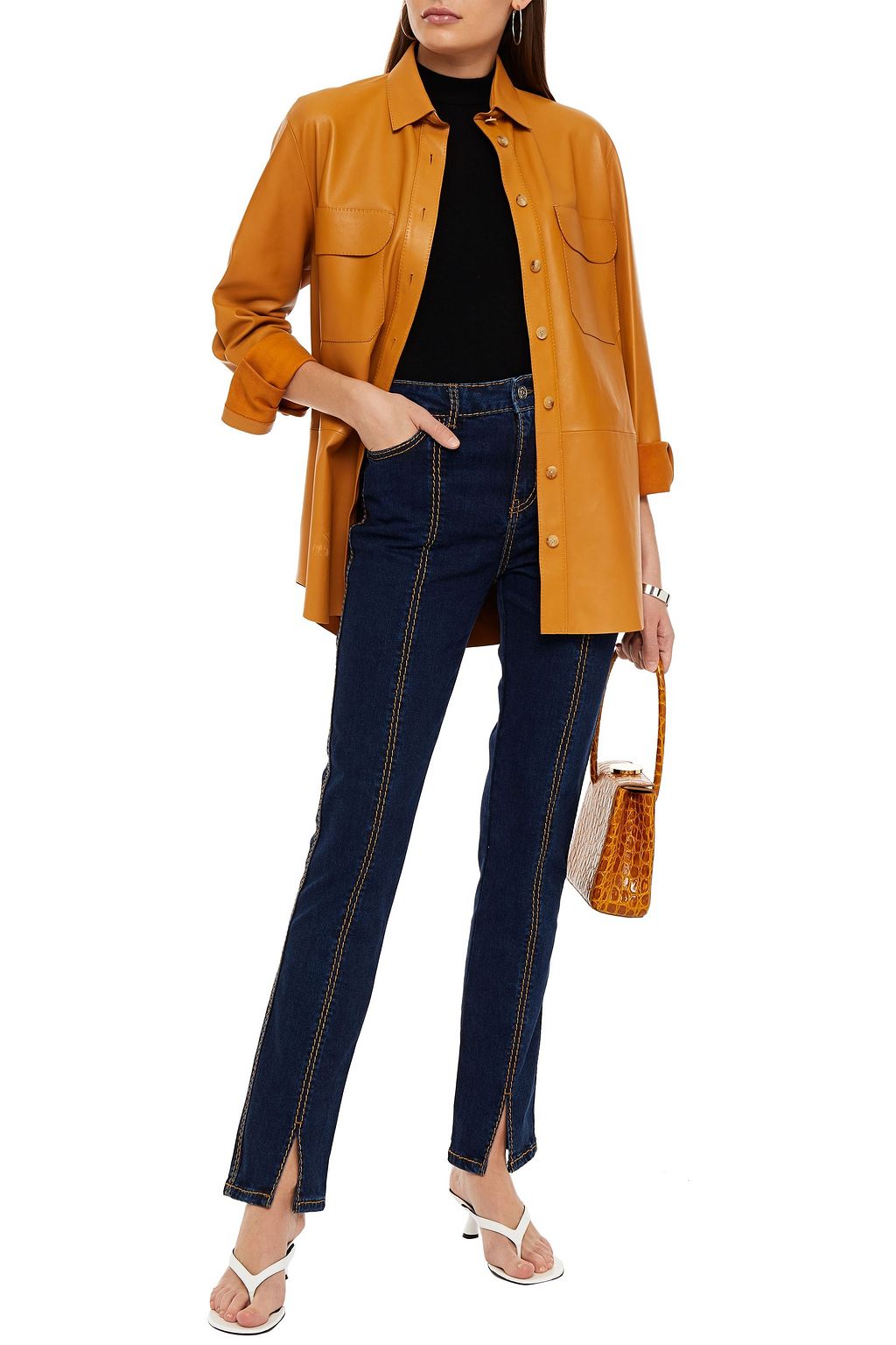 GANNI Slit-front high-rise slim-leg jeans