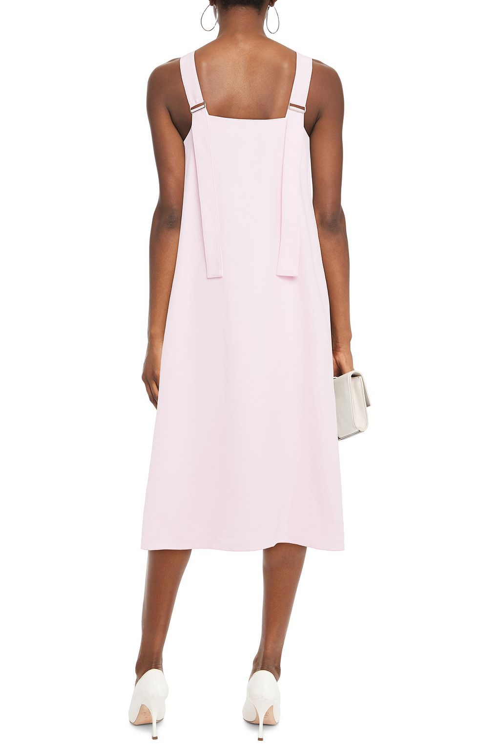 ROSETTA GETTY Grosgrain-trimmed crepe midi dress