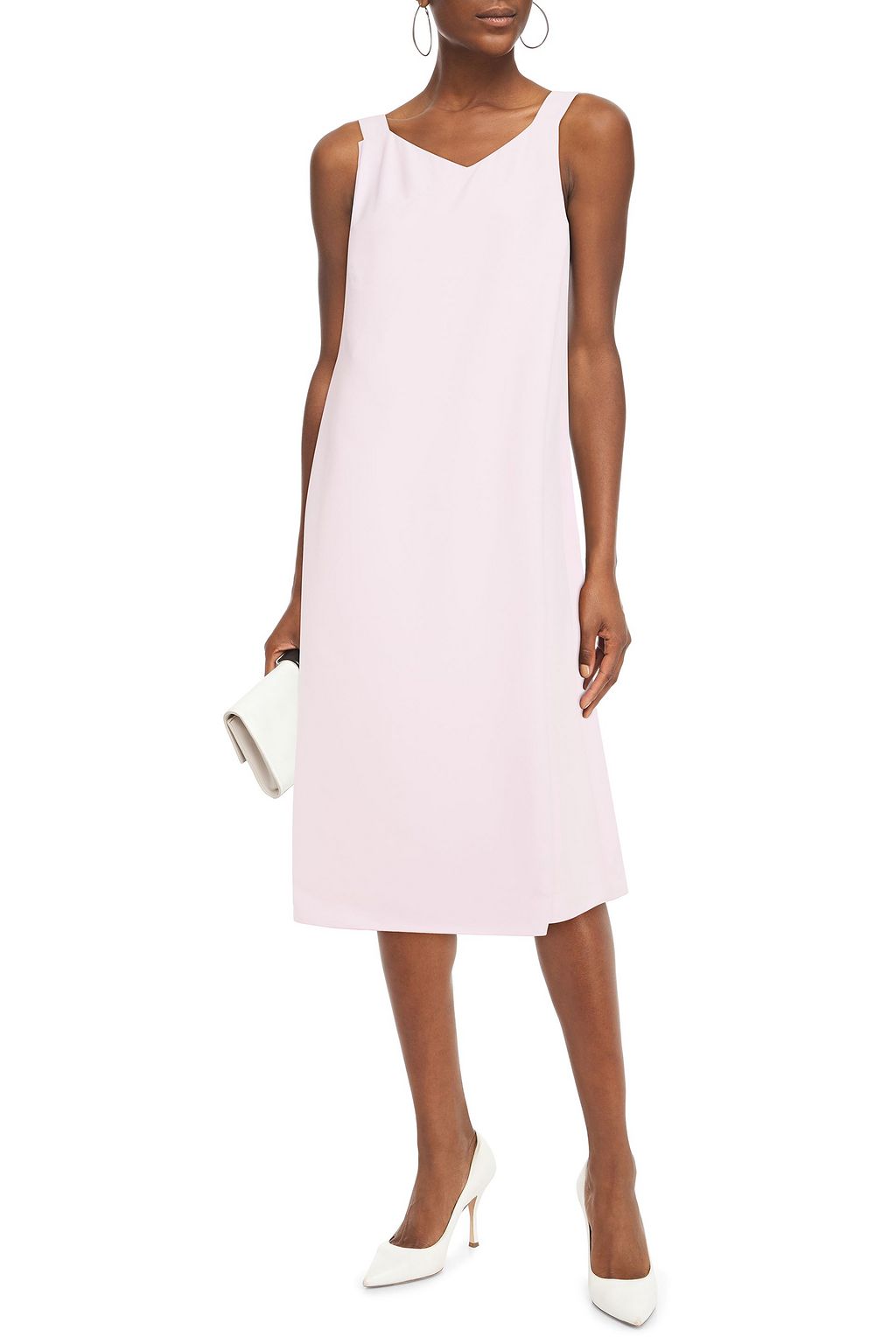 ROSETTA GETTY Grosgrain-trimmed crepe midi dress