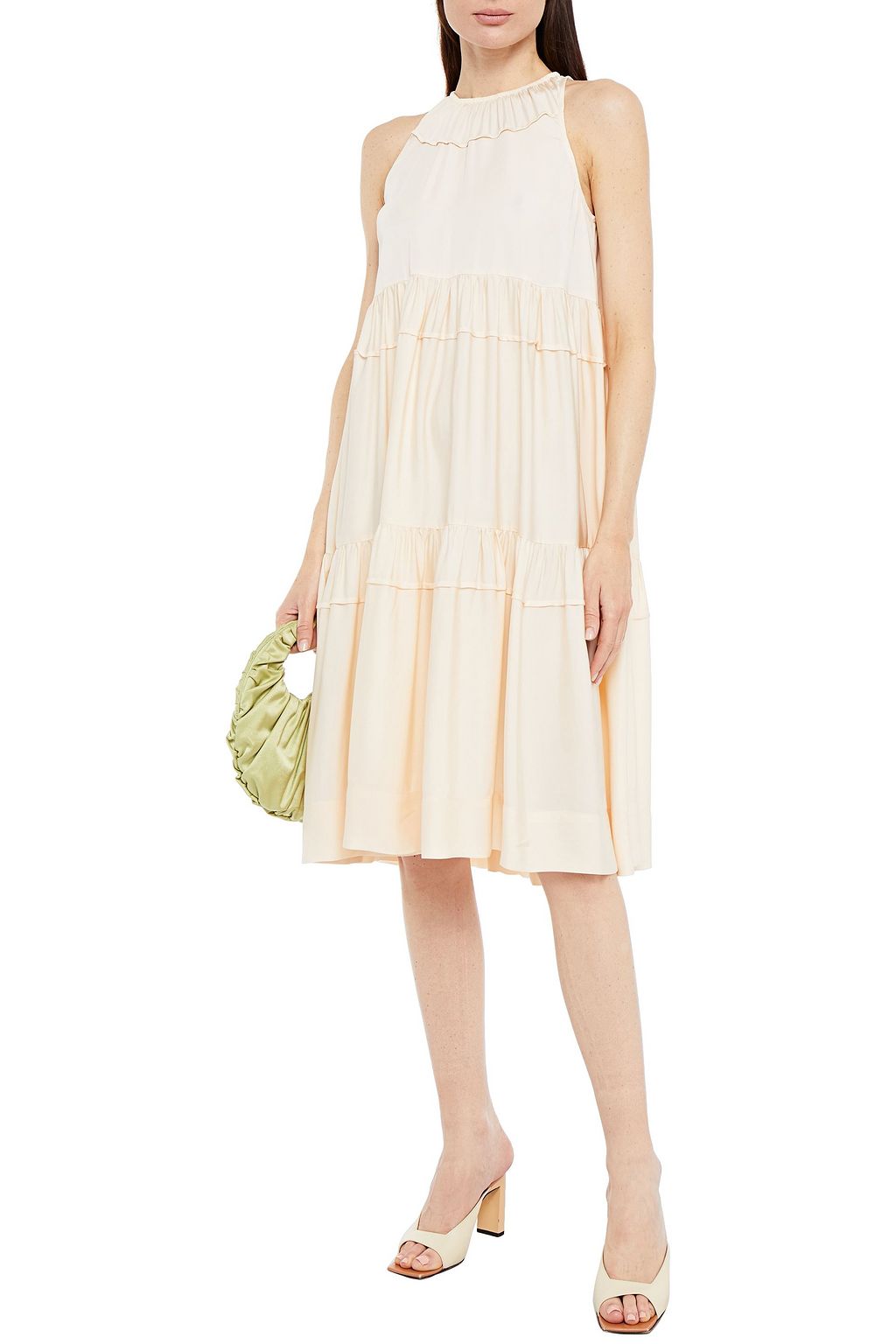 ROSETTA GETTY Tiered satin-twill dress