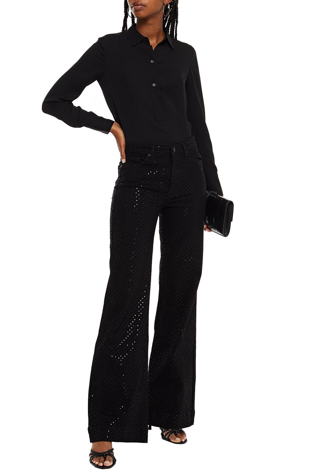 7 FOR ALL MANKIND Embellished high-rise flared jeans