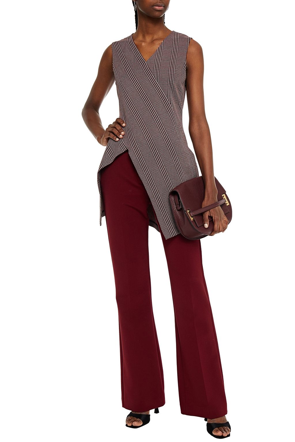 ROSETTA GETTY Asymmetric printed stretch-knit top