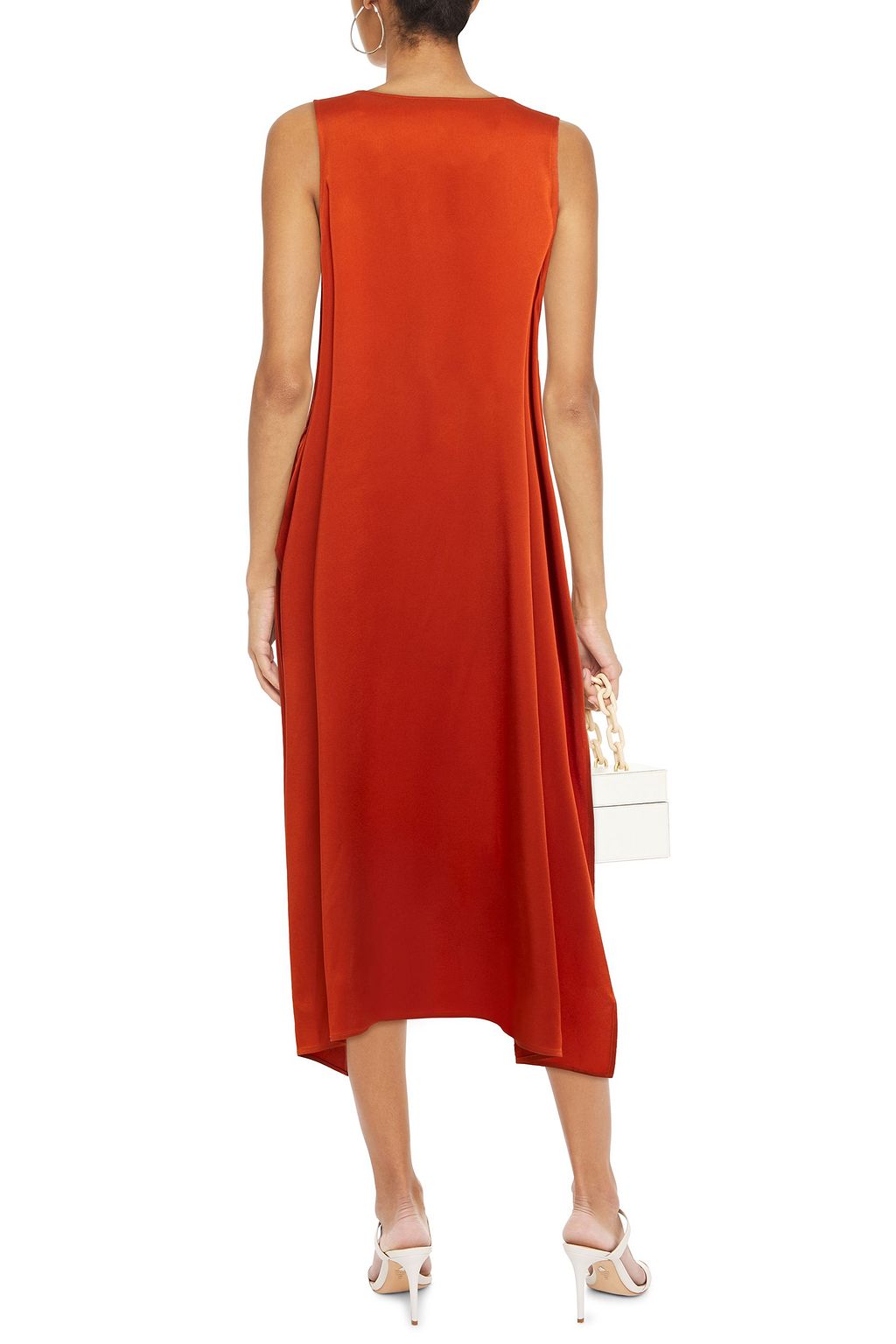 ROSETTA GETTY Asymmetric satin-crepe midi dress