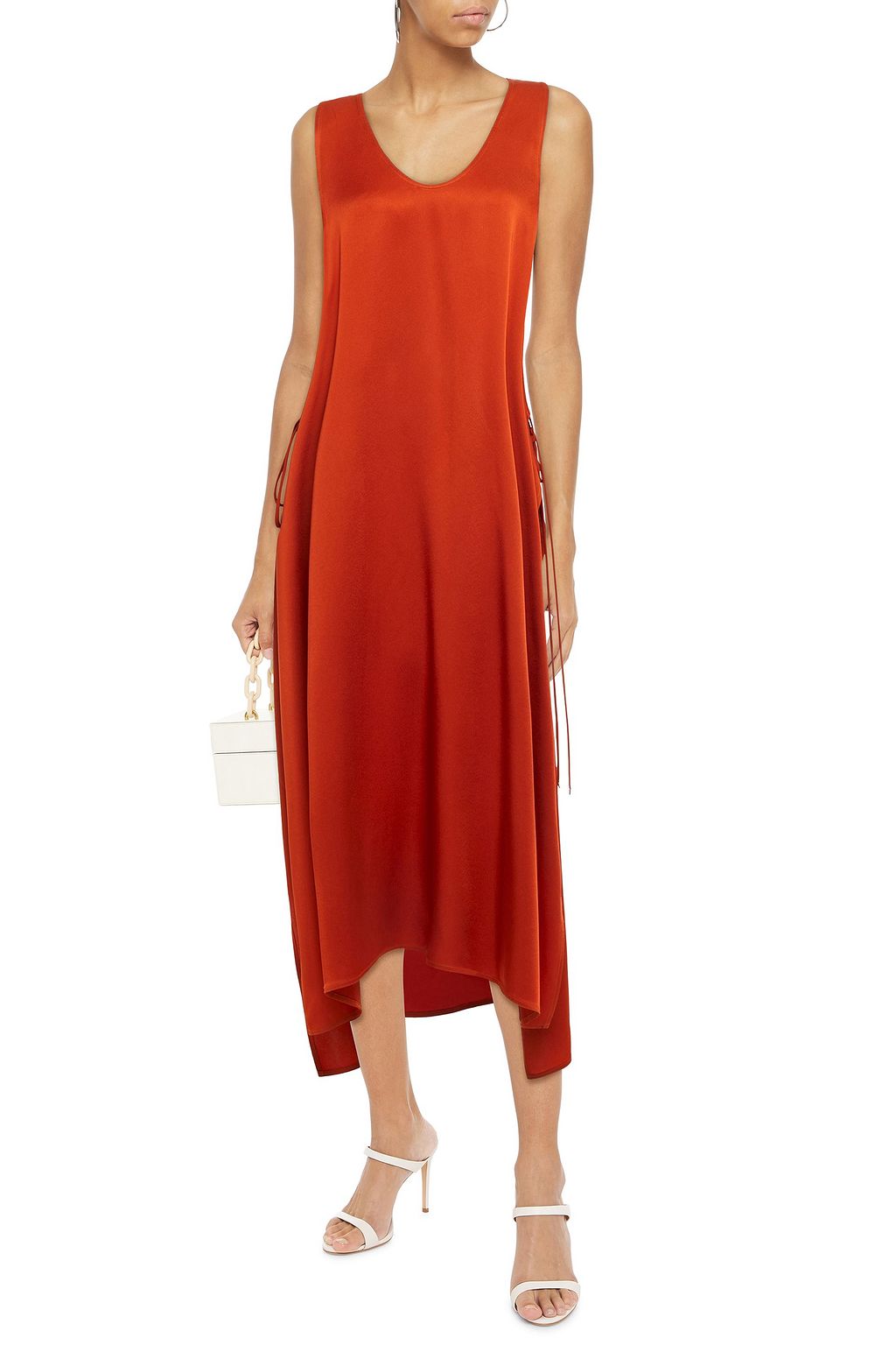 ROSETTA GETTY Asymmetric satin-crepe midi dress
