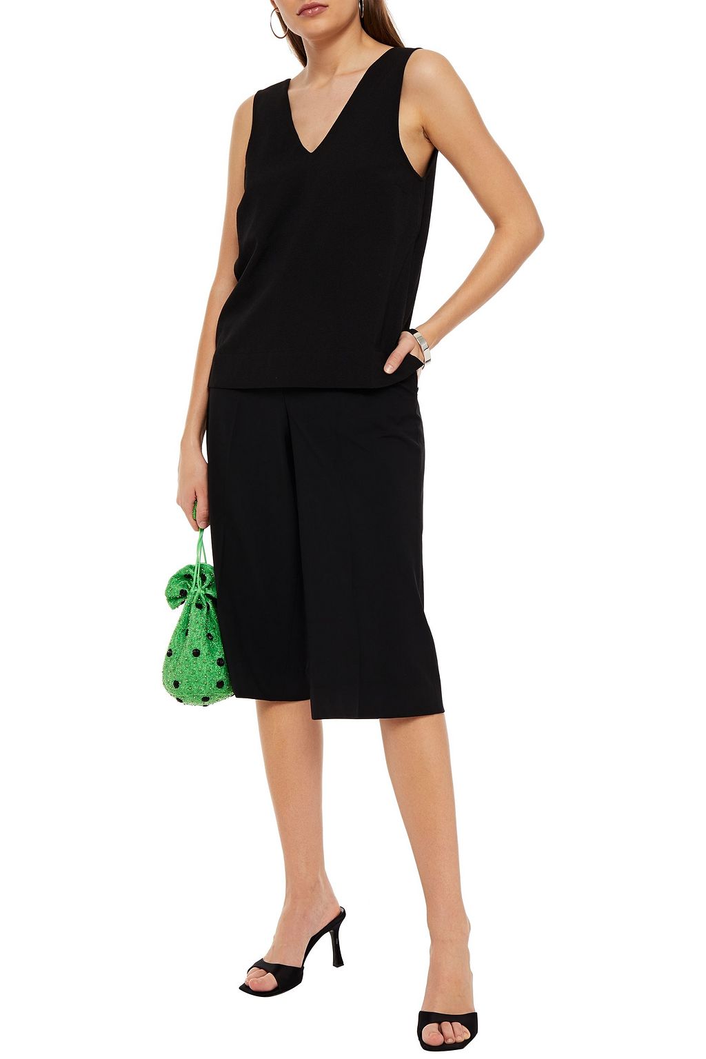 GANNI Tie-back crepe top