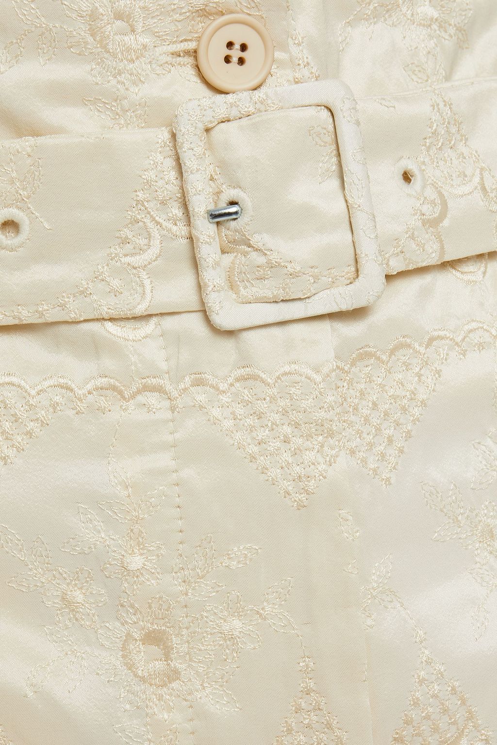 SIMONE ROCHA Cropped belted embroidered taffeta straight-leg pants