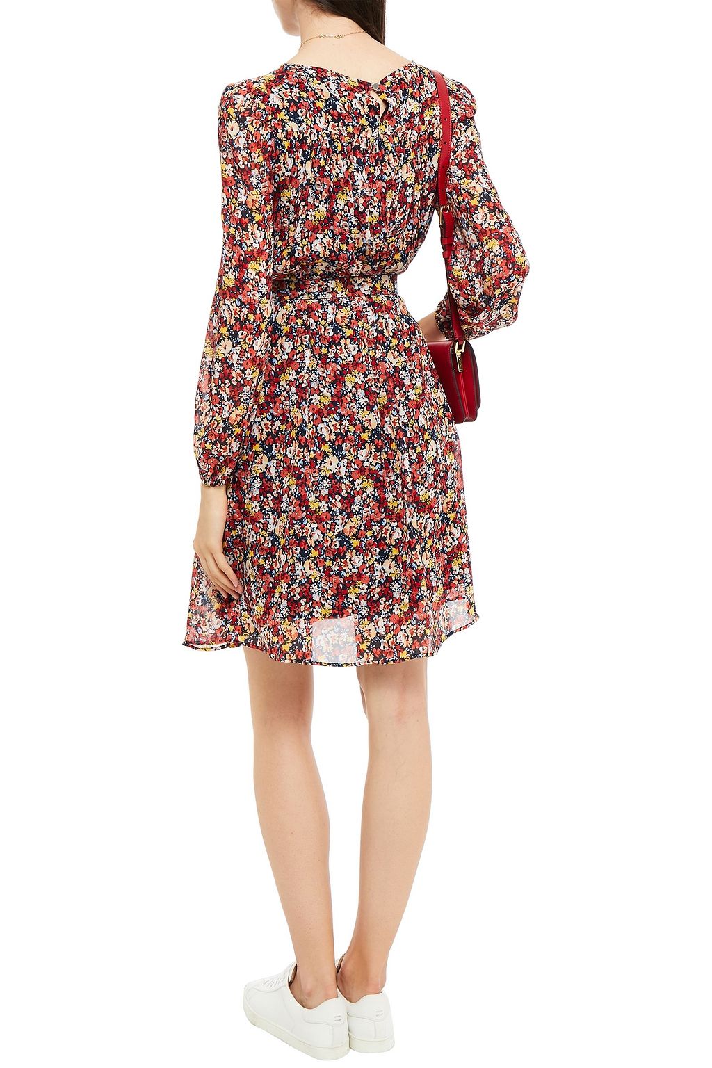 CLAUDIE PIERLOT Robby belted floral-print crepe de chine mini dress
