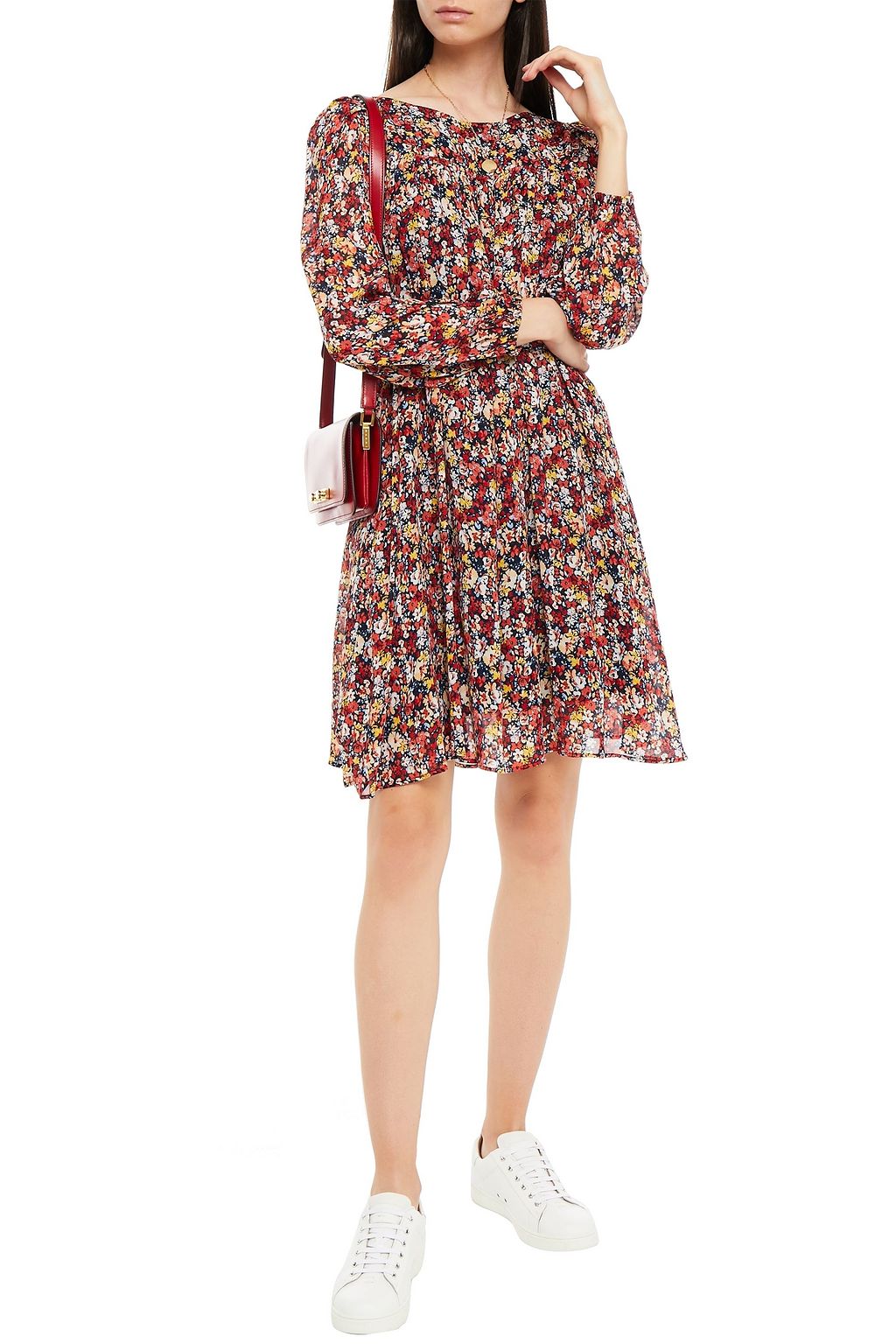 CLAUDIE PIERLOT Robby belted floral-print crepe de chine mini dress