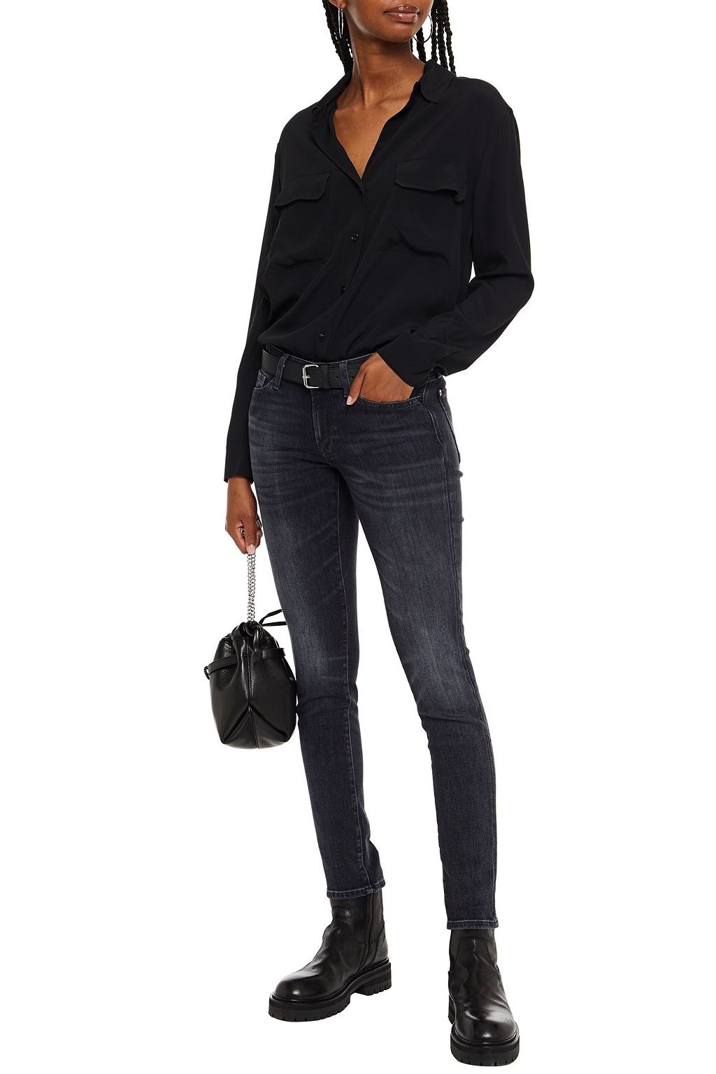 7 FOR ALL MANKIND Faded mid-rise skinny jeans