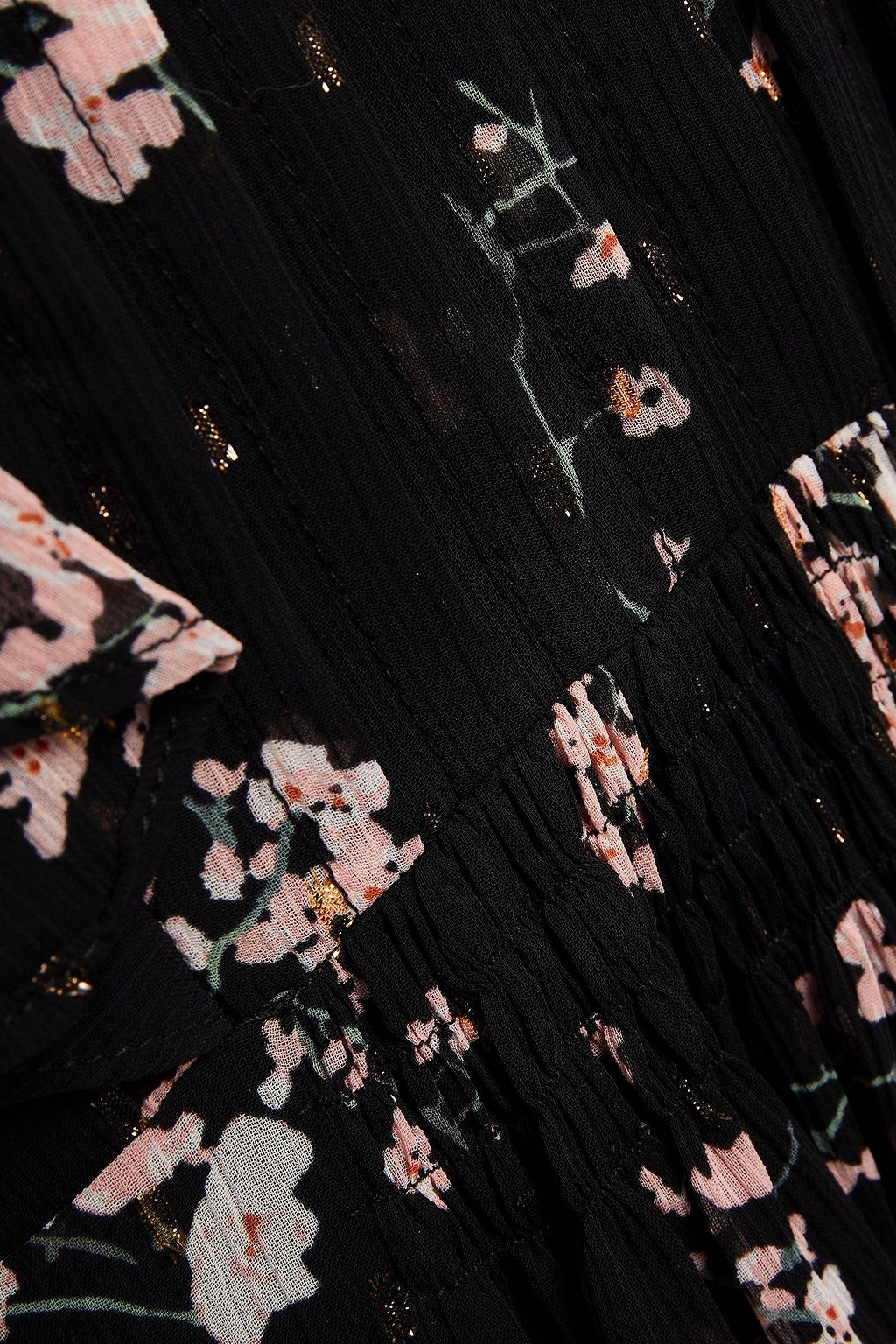 CLAUDIE PIERLOT Rikki floral-print metallic fil coupé crepon midi dress