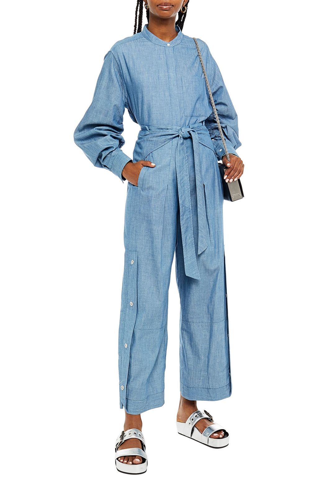 3.1 PHILLIP LIM Belted cotton-chambray wide-leg pants