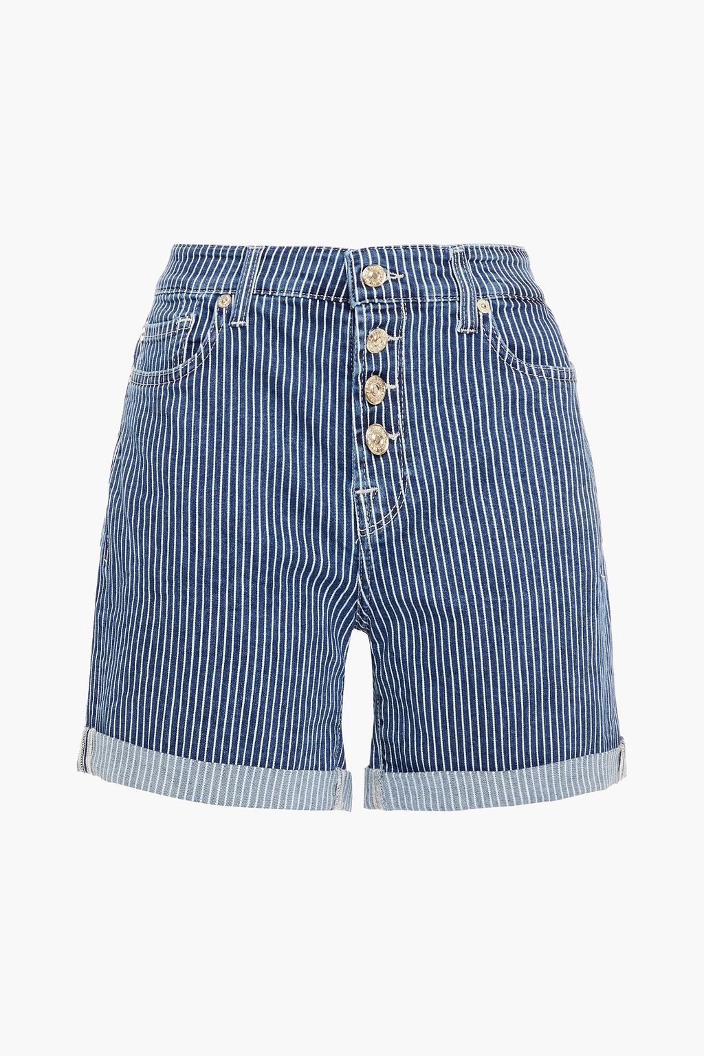 striped denim shorts