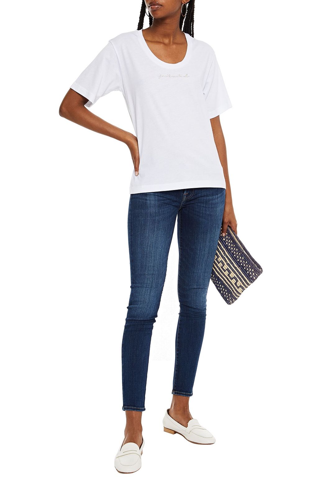 7 FOR ALL MANKIND Embellished cotton and modal-blend jersey T-shirt