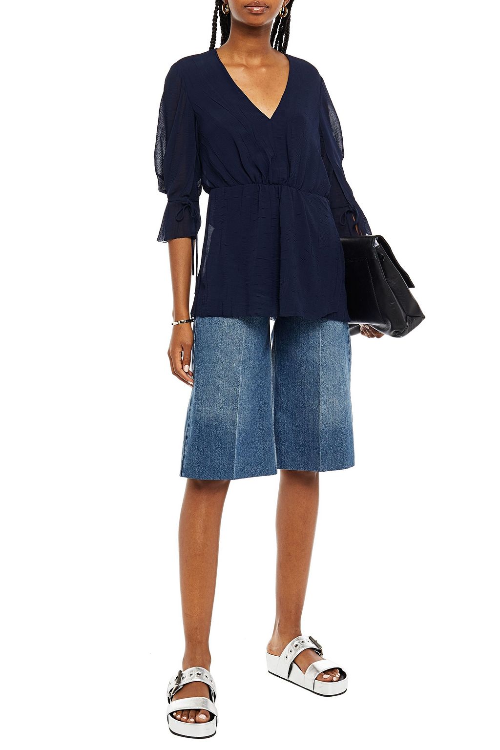 3.1 PHILLIP LIM Tie-detailed crepon blouse