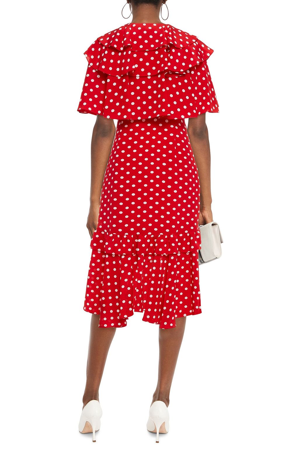 MICHAEL KORS COLLECTION Ruffled polka-dot silk crepe de chine midi dress