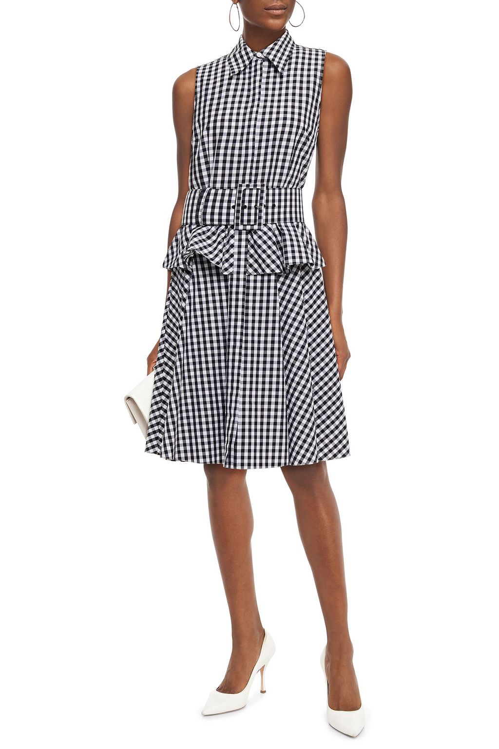 MICHAEL KORS COLLECTION Belted ruffled gingham cotton dress