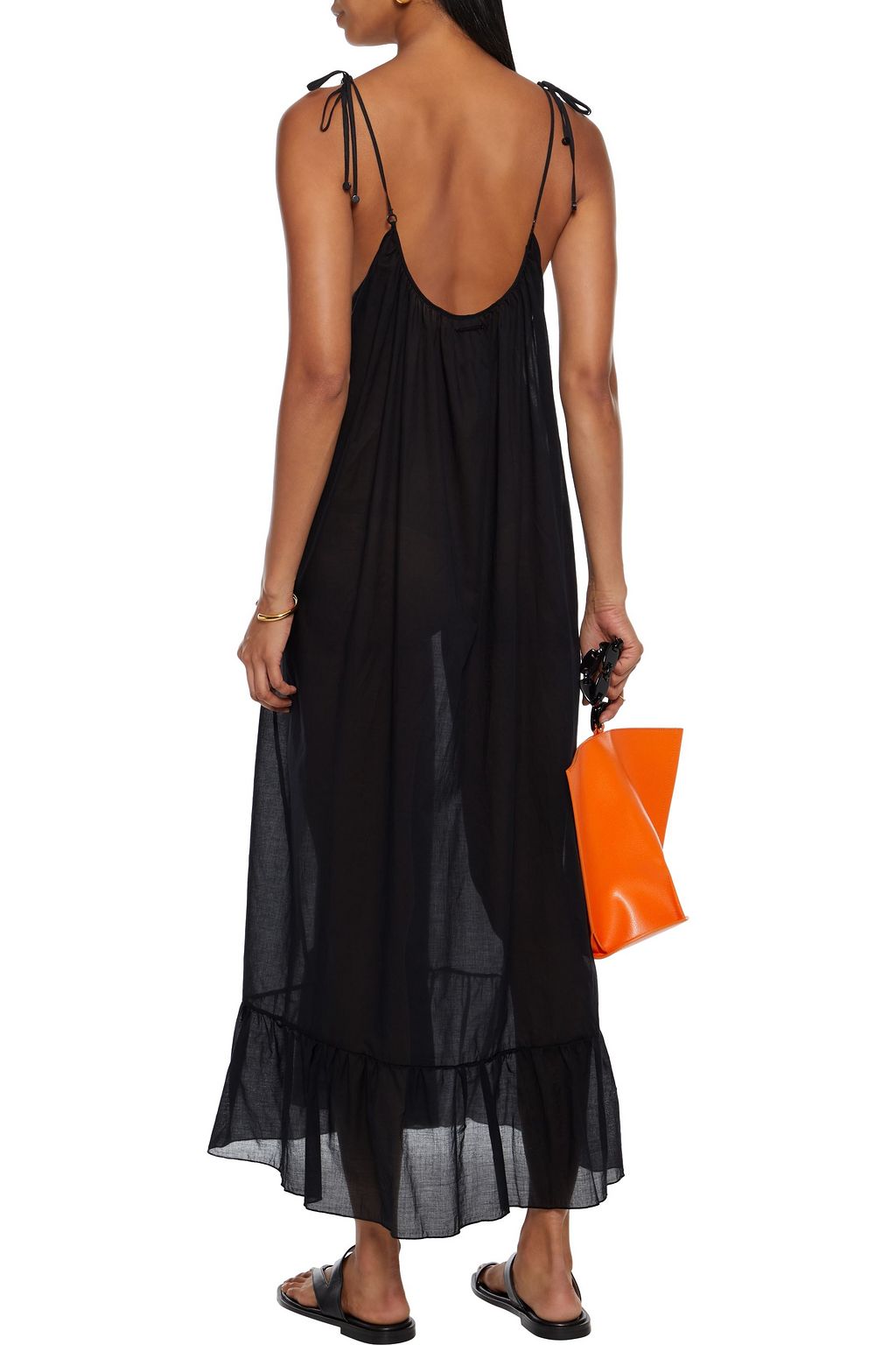 STELLA MCCARTNEY Iconic Chain gathered cotton-voile midi dress