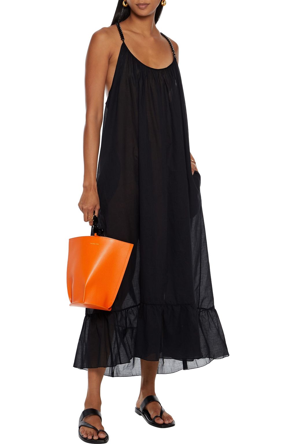 STELLA MCCARTNEY Iconic Chain gathered cotton-voile midi dress