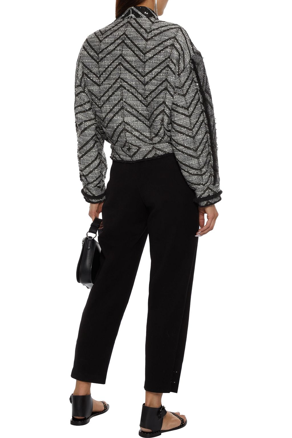 IRO Blinder sequin-embellished metallic bouclé-tweed bomber jacket