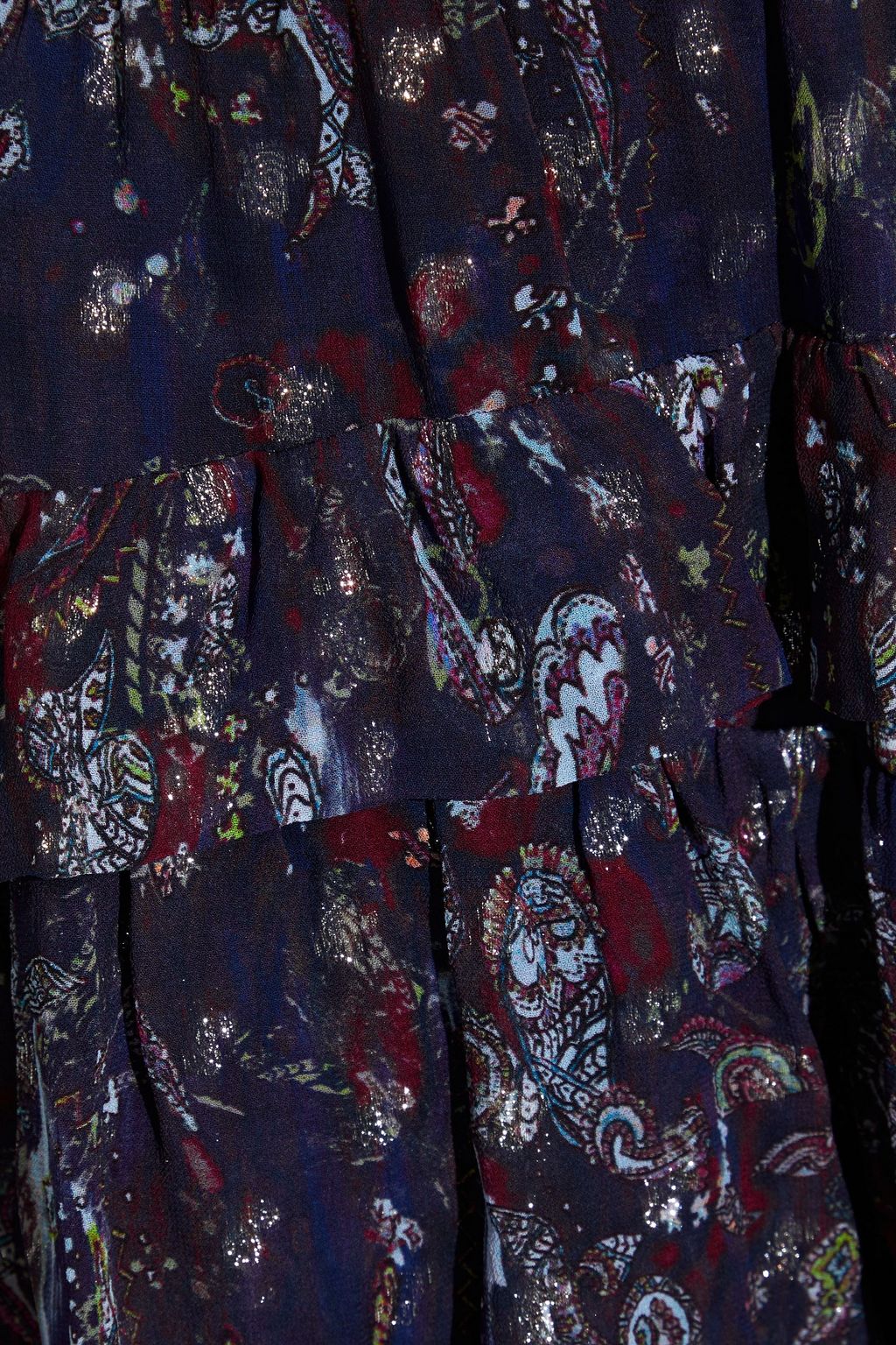 IRO Hertyspe tiered printed fil coupé georgette mini skirt