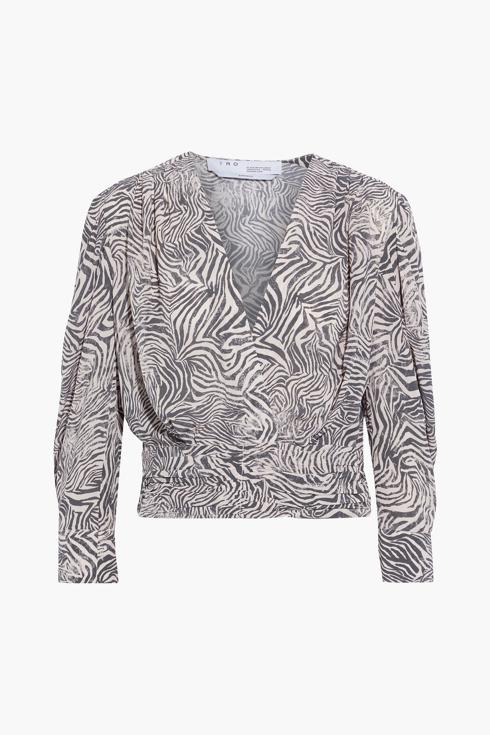 IRO - Ferraz cropped wrap-effect zebra-print crepe de chine blouse - Pink