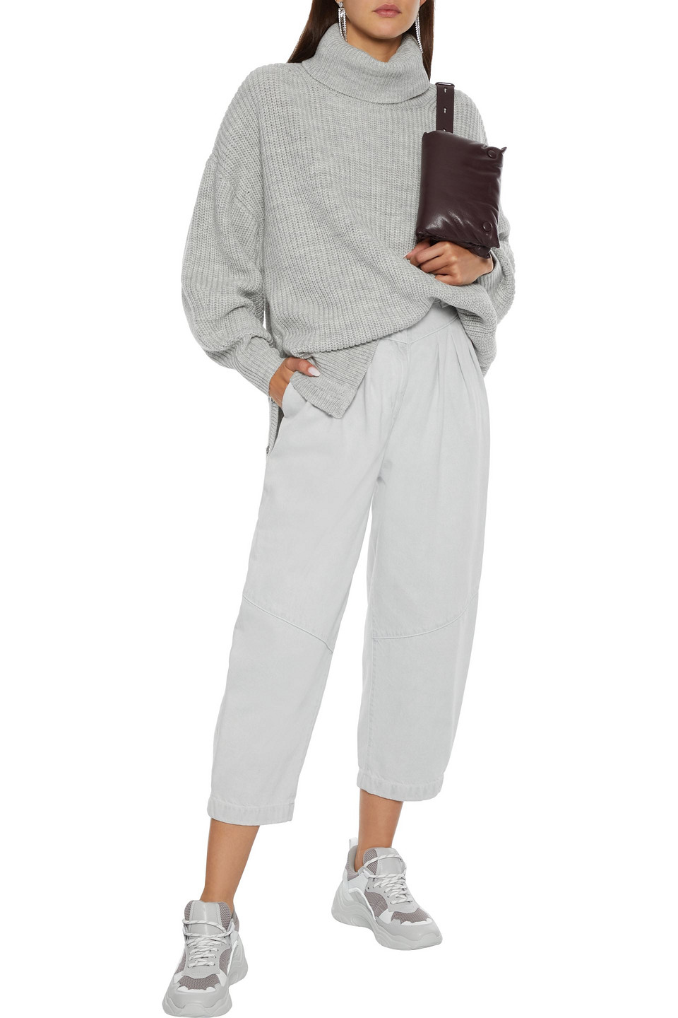 light gray turtleneck sweater