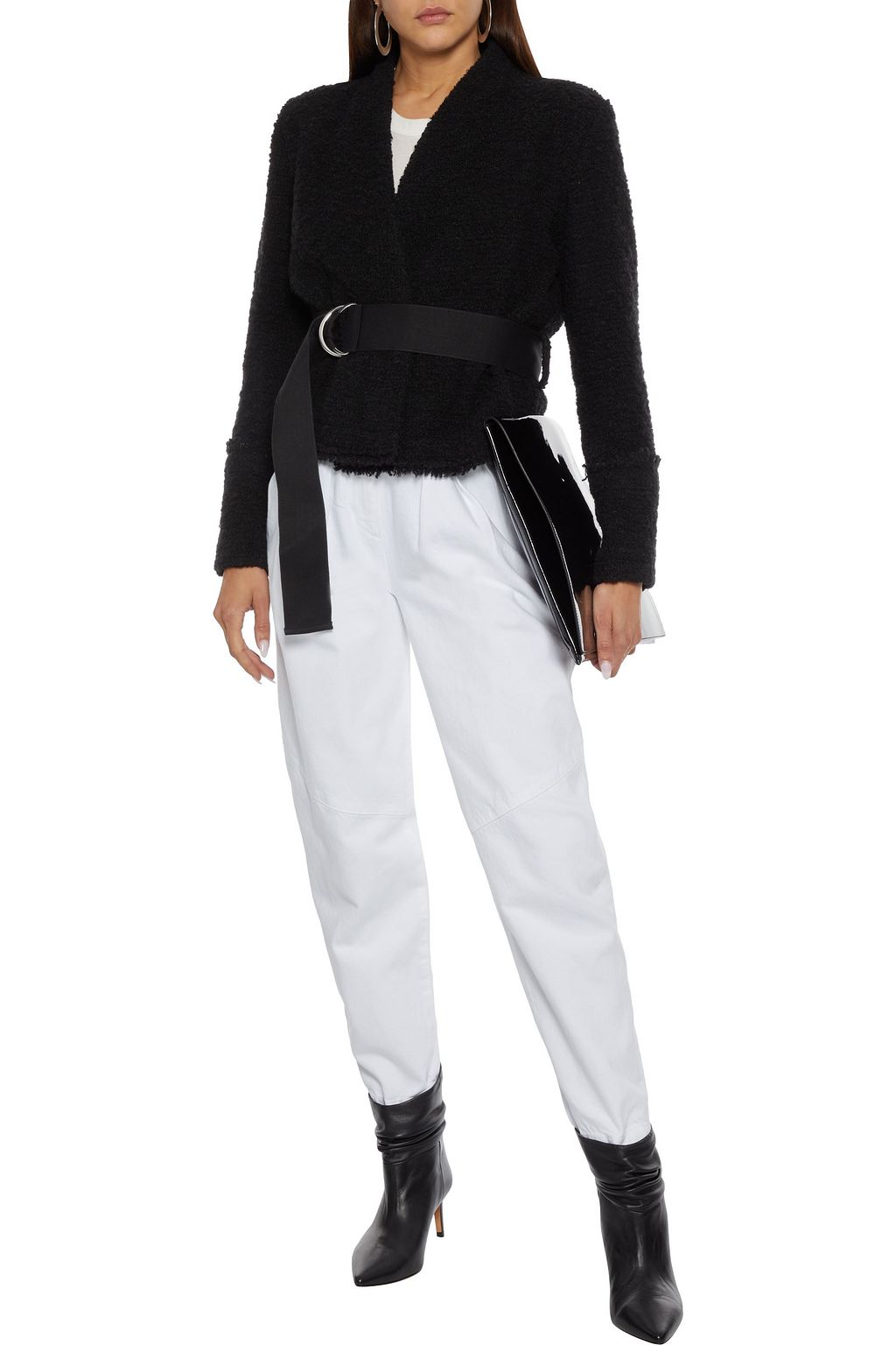IRO Vipeana belted boucle-knit wrap jacket