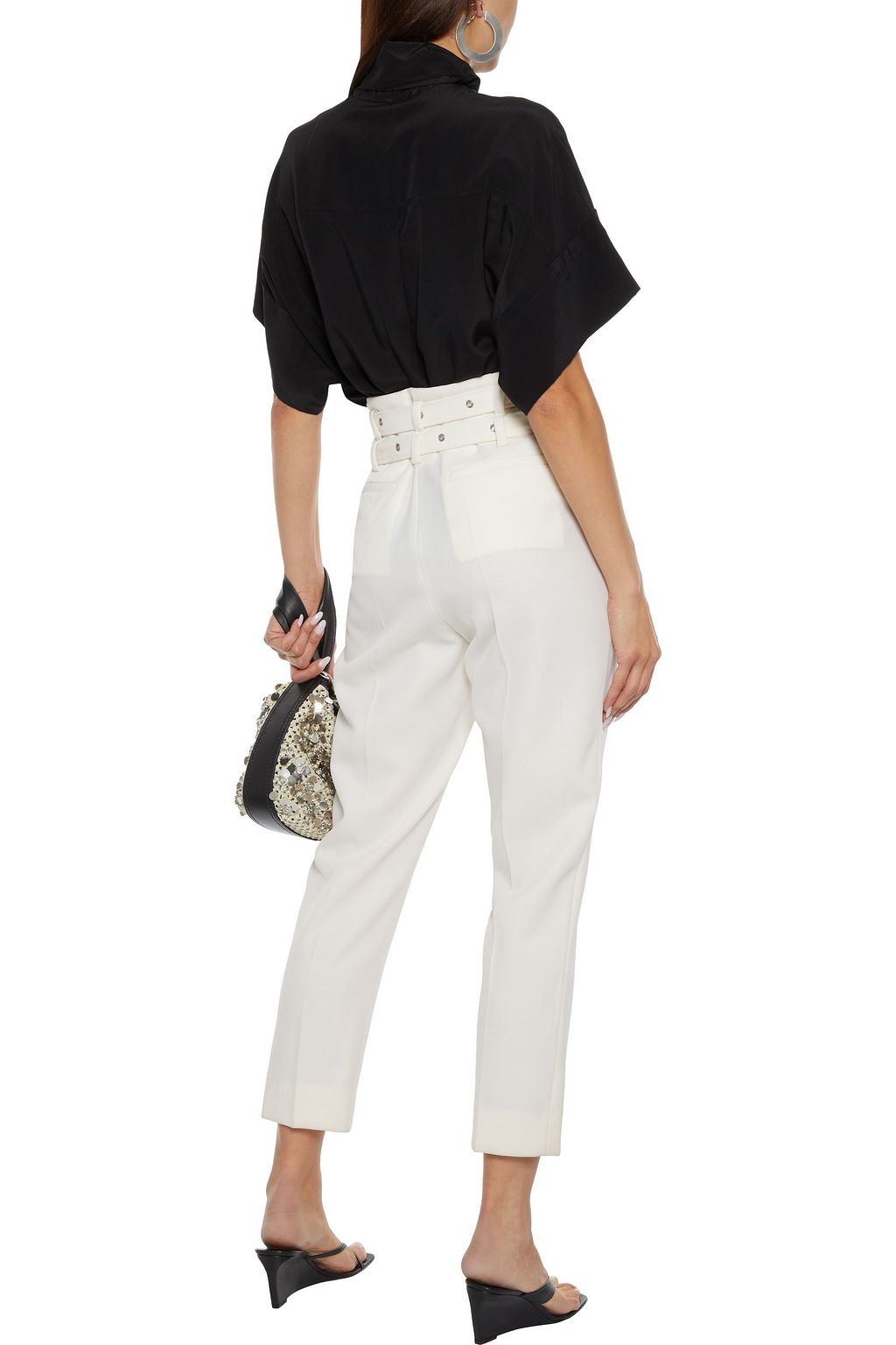 IRO Manly pintucked silk crepe de chine turtleneck top