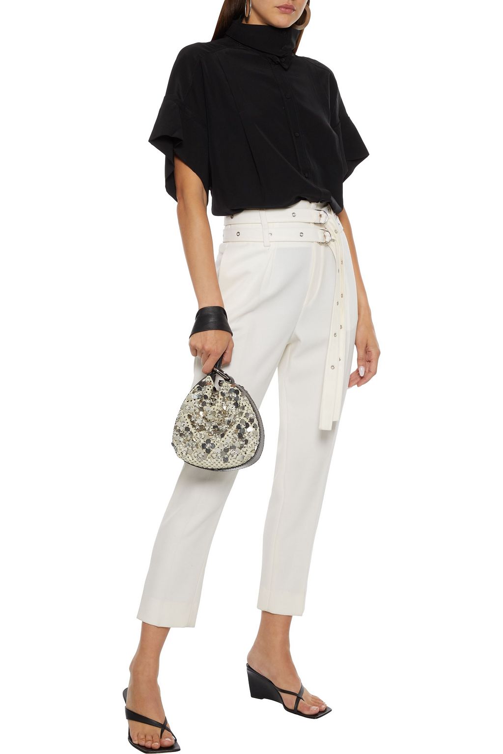 IRO Manly pintucked silk crepe de chine turtleneck top