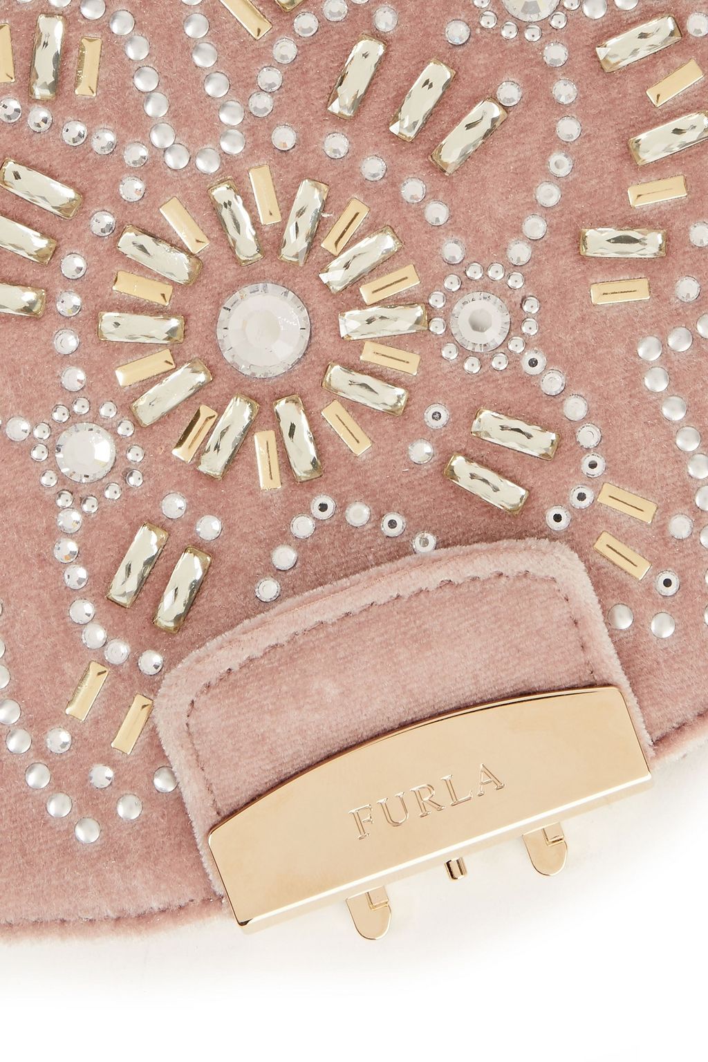 FURLA Metropolis mini embellished velvet and suede pouch