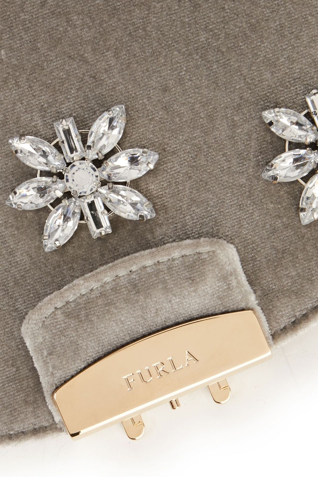 FURLA Metropolis mini crystal-embellished velvet and suede pouch