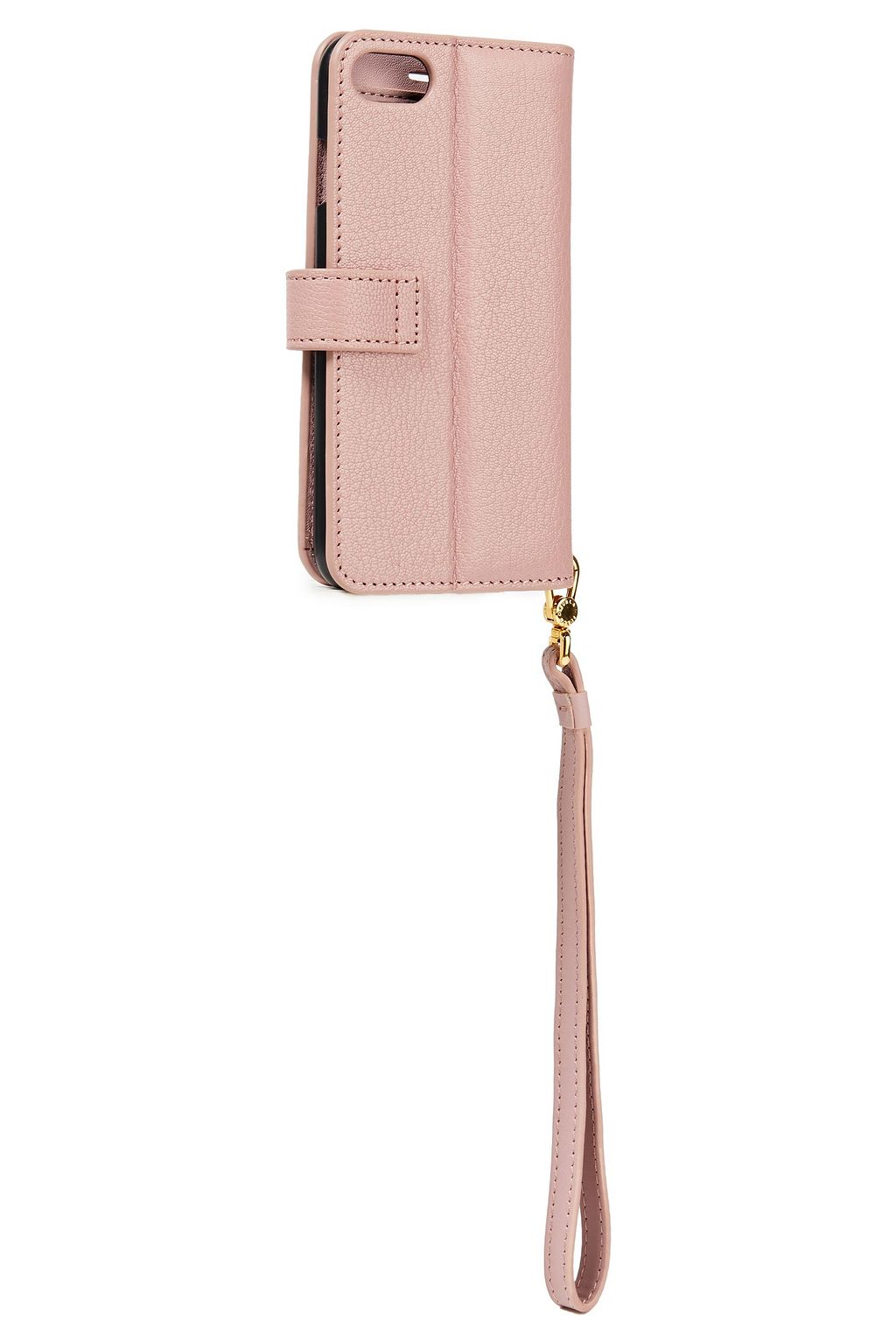 FURLA Studded pebbled-leather phone case