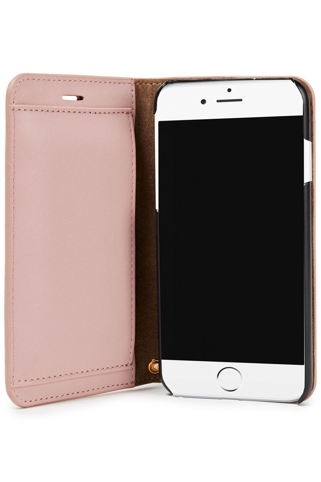 FURLA Studded pebbled-leather phone case