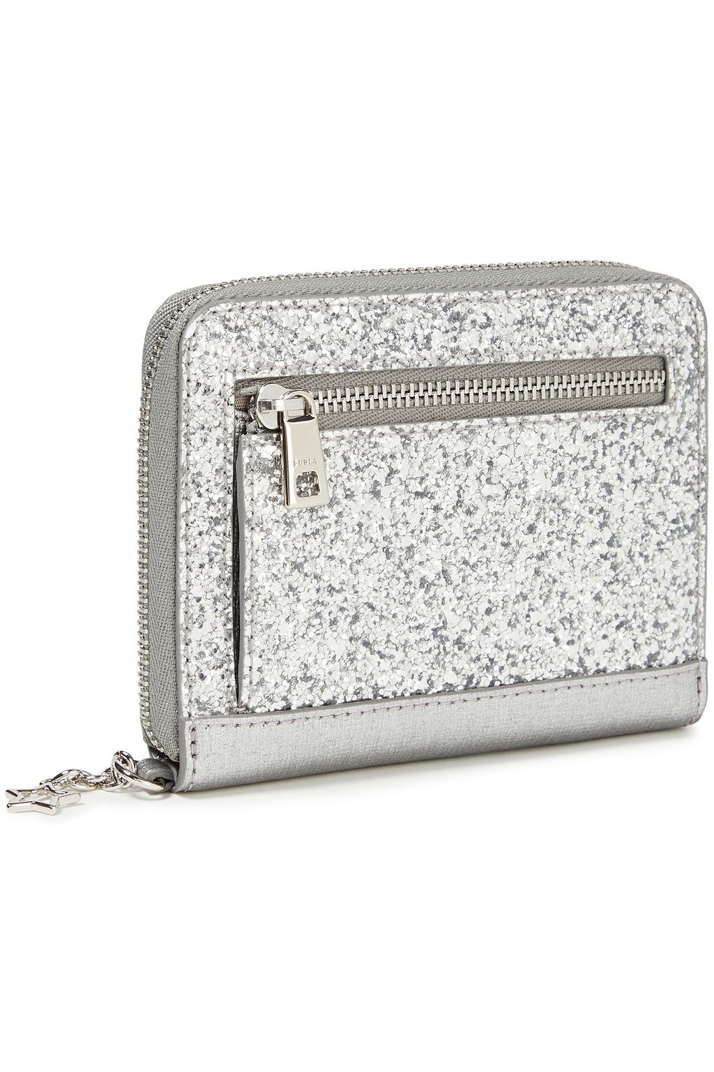 FURLA Glittered metallic textured-leather and PVC wallet