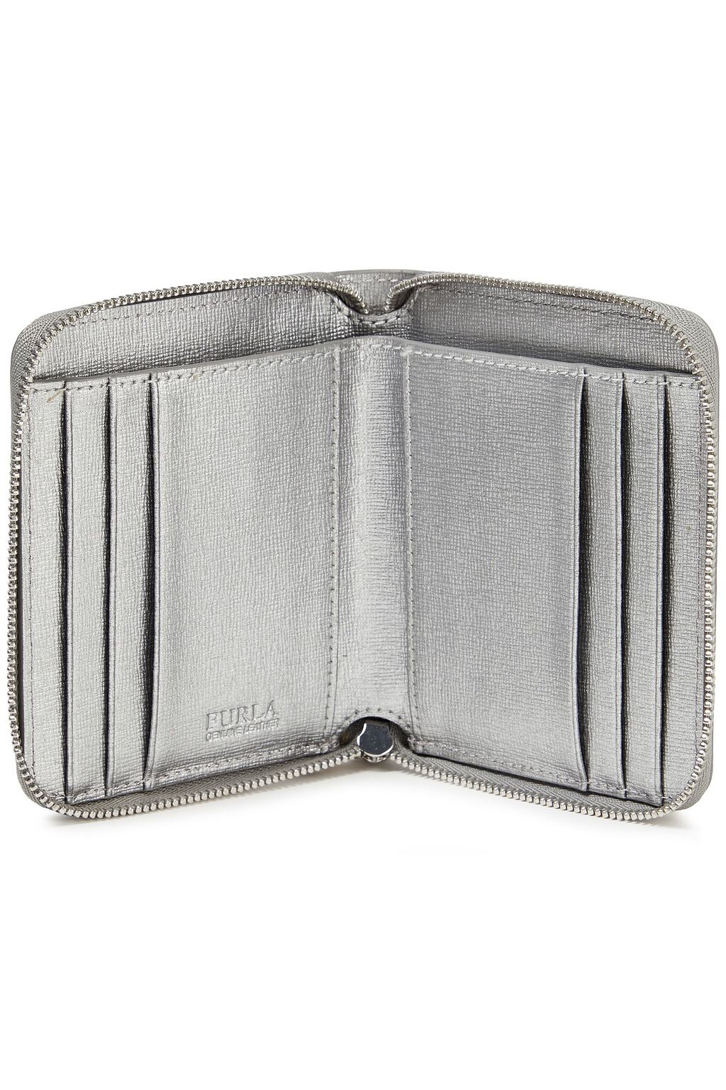 FURLA Glittered metallic textured-leather and PVC wallet