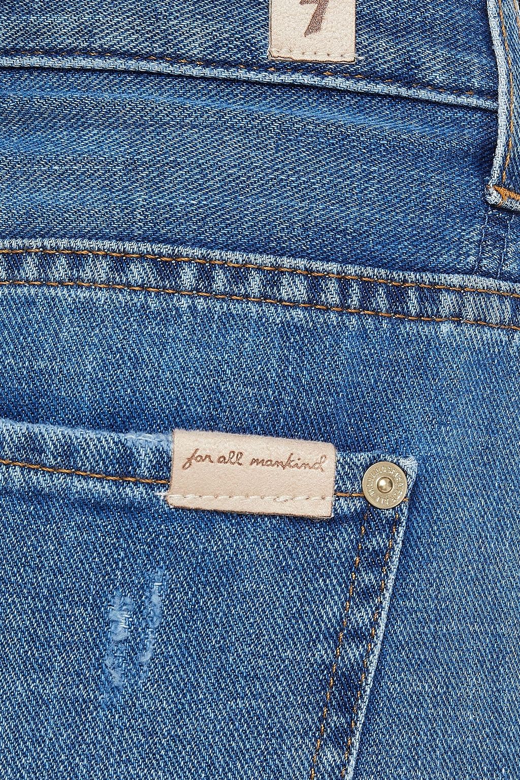 7 FOR ALL MANKIND Cropped distressed high-rise straight-leg jeans