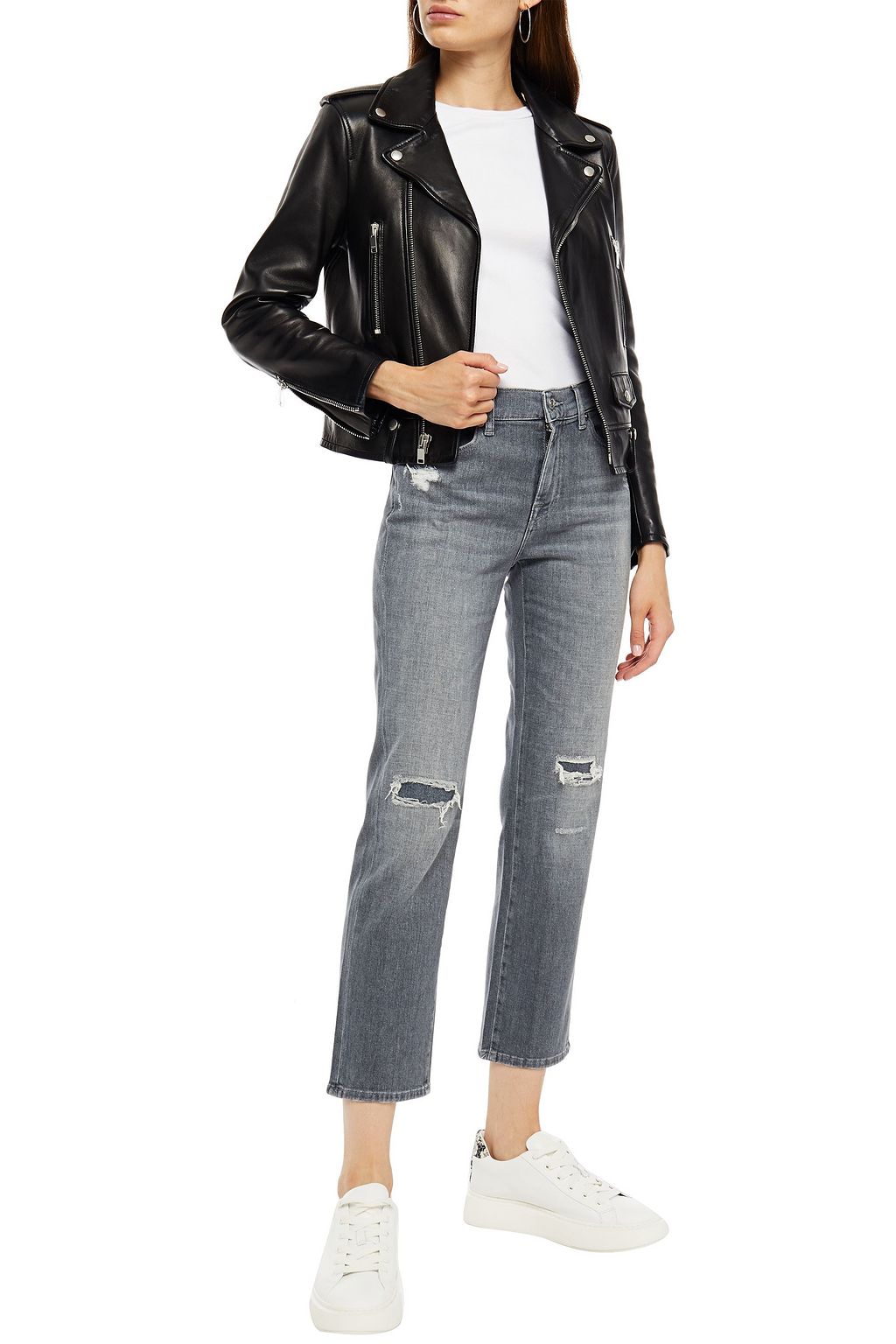 7 FOR ALL MANKIND Distressed mid-rise straight-leg jeans