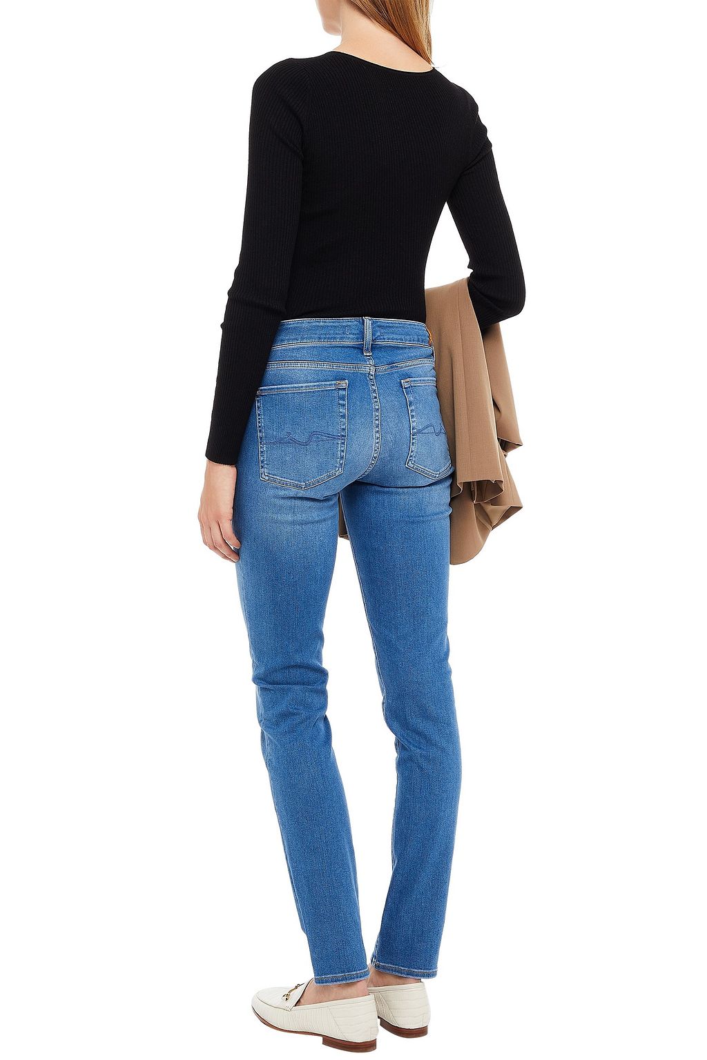 7 FOR ALL MANKIND Faded mid-rise slim-leg jeans