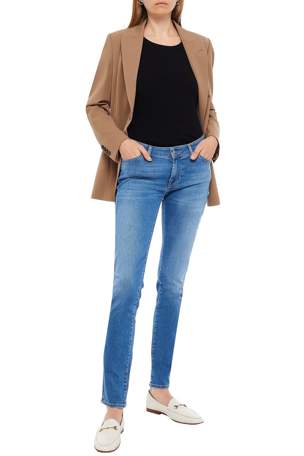 7 FOR ALL MANKIND Faded mid-rise slim-leg jeans