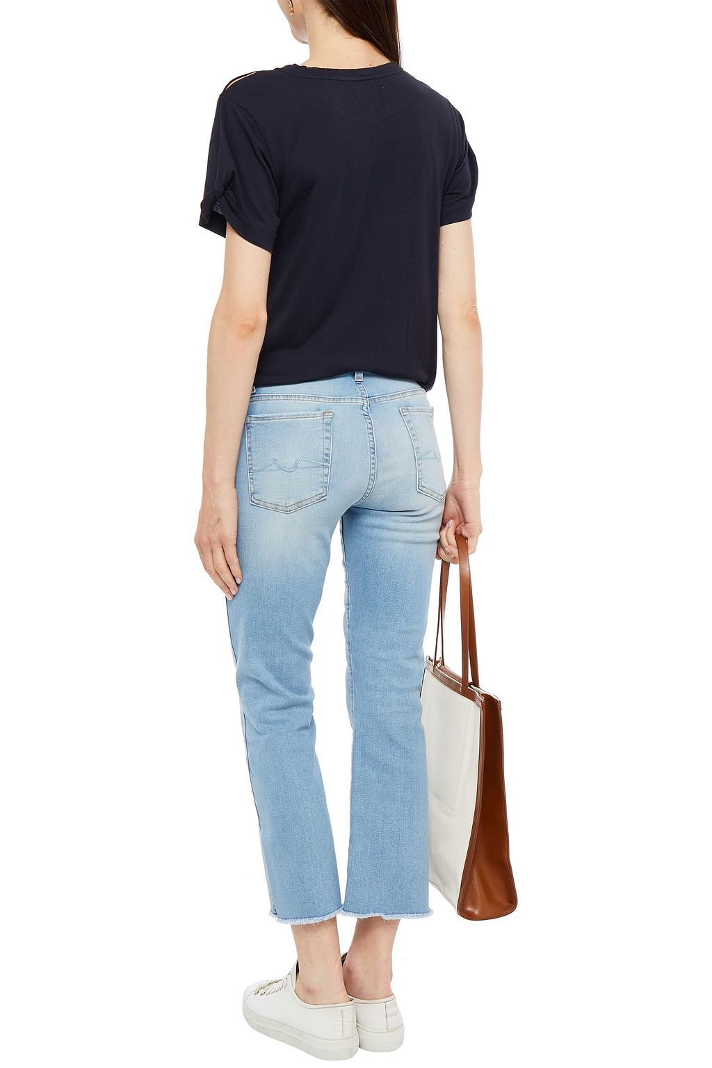 7 FOR ALL MANKIND Cutout cotton and modal-blend jersey T-shirt