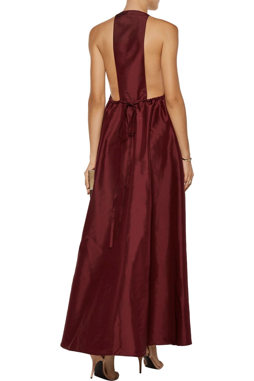 VALENTINO GARAVANI Gathered embroidered silk-faille gown